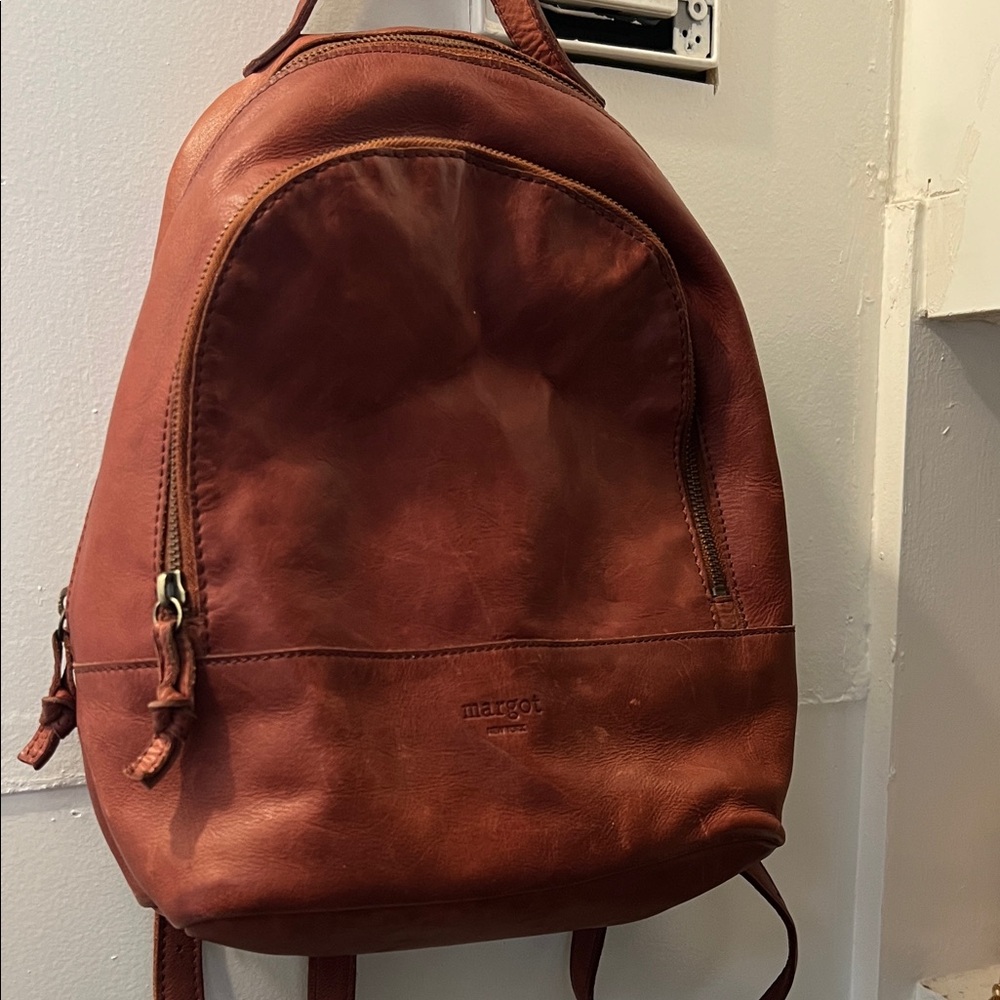 Margot red Leather Backpack